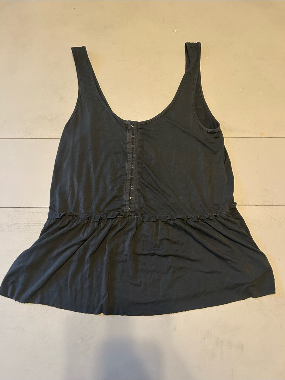American Eagle Outfitters Black Scoop Neck Tank with Hook-Front Detail